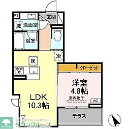 D'Bless和田町 1LDKの間取図画像
