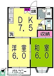 ブランメゾン長後 2DKの間取図画像