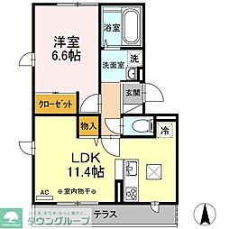 アモールf2 1LDKの間取図画像