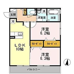 ドルチェ伊勢町 2LDKの間取図画像