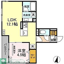 アルベート湘南台 1LDKの間取図画像