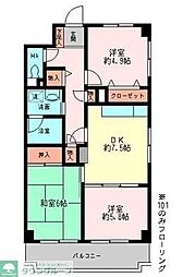 メゾンデフォンティヌ 3DKの間取図画像