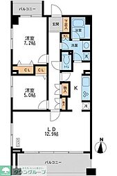 CASSIA横濱ガーデン山 2LDKの間取図画像