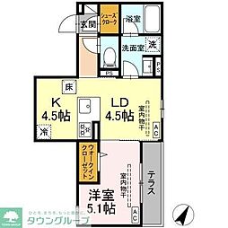 テムズフィオーレ 1LDKの間取図画像
