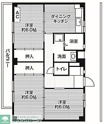 ビレッジハウス善部4号棟 3DKの間取図画像