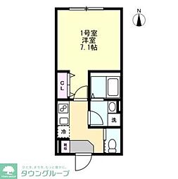 大和市中央4丁目アパート 1Kの間取図画像