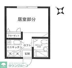 ハーミットクラブハウス鶴ヶ峰C棟 ワンルームの間取図画像