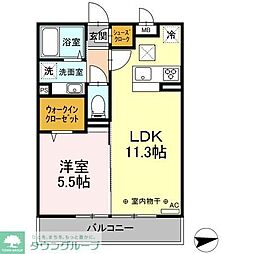 ベルメゾン二俣川 1LDKの間取図画像