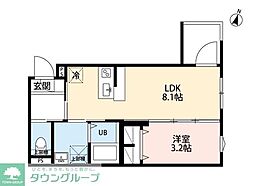 相模原市南区東林間4丁目アパート 1LDKの間取図画像