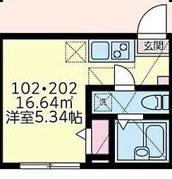 横浜市営地下鉄ブルーライン 伊勢佐木長者町駅 徒歩10分の賃貸アパート 1階1Kの間取り