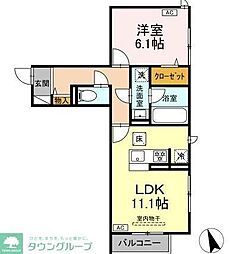グランガーデン弘明寺 1LDKの間取図画像