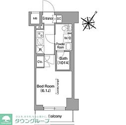 コンフォリア・リヴ横浜阪東橋 1Kの間取図画像