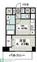エシュレ関内 1DKの間取図画像