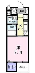 ヴィレッジYuUki 1Kの間取図画像