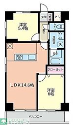 バイムフルス白金 2LDKの間取図画像