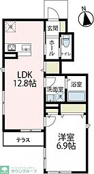 モンクール立場 1LDKの間取図画像
