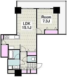 OceanTower 1LDKの間取図画像