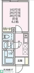 THE BASE 上岡 1Kの間取図画像