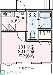 ラコリーヌ踊場 1Kの間取図画像