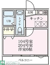 ラコリーヌ踊場 1Kの間取図画像