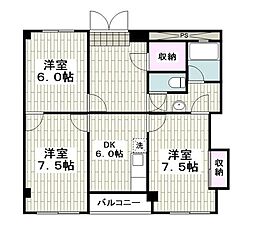 ネイヴィーフィールド井土ケ谷 2DKの間取図画像