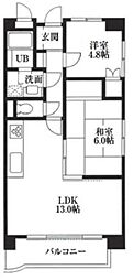アブニール白妙マンション 2LDKの間取図画像