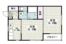 高橋メゾン 2Kの間取図画像