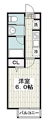 Elvita大岡 1Kの間取図画像