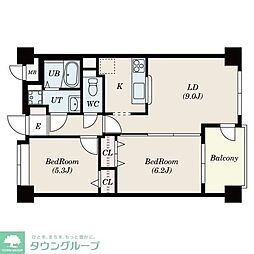 カーサヴェルデ 2LDKの間取図画像