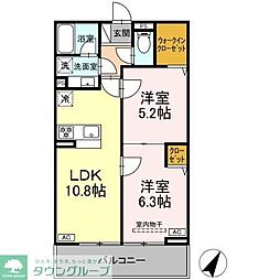 横浜市保土ケ谷区上菅田町アパート 2LDKの間取図画像