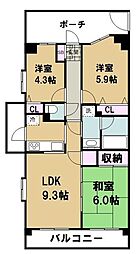 メイツ南浦和ガーデン 3LDKの間取図画像