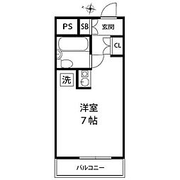クラウンパレス ワンルームの間取図画像