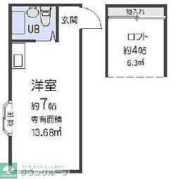 ゼフィール南浦和1 ワンルームの間取図画像