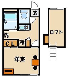 レオパレスラーク 1Kの間取図画像
