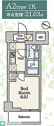 蕨市中央4丁目マンション 1Kの間取図画像