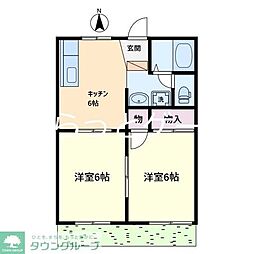 コート芝ファミール3 2DKの間取図画像