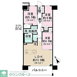 パークホームズ昭島中神 7階3LDKの間取り
