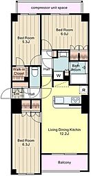 プレシス八王子 3LDKの間取図画像