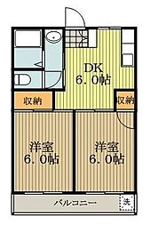 ベルメゾンヒロセ・12 2DKの間取図画像