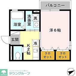 アムール 1Kの間取図画像