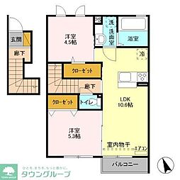 ラ・プリマーベーラA 2LDKの間取図画像