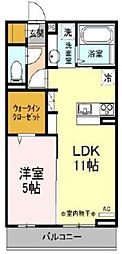エトワール福生 1LDKの間取図画像
