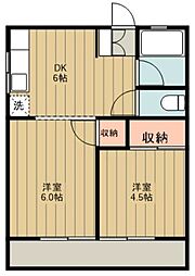 みどりマンション 2DKの間取図画像