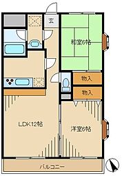 グランドヒルズ二番館 2LDKの間取図画像