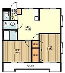 グリーンアベニュー羽村 2LDKの間取図画像