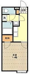 T.ヴィルヌーブ 1Kの間取図画像