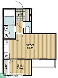 狭山市入間川3丁目アパート 1LDKの間取図画像
