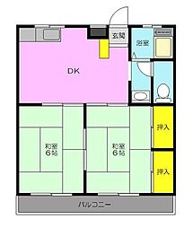 マンション速川 2DKの間取図画像