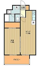 プライムコート立川 1LDKの間取図画像