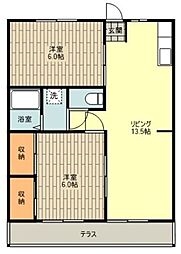 サニーヴィレッジ1 2LDKの間取図画像